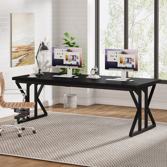 Tribesigns 78.7-Inch Executive Desk, Large Computer Office Desk Workstation, Modern Simple Style Laptop Desk Study Writing Table Business Furniture for Home Office (Black, 78.7 Inch)
