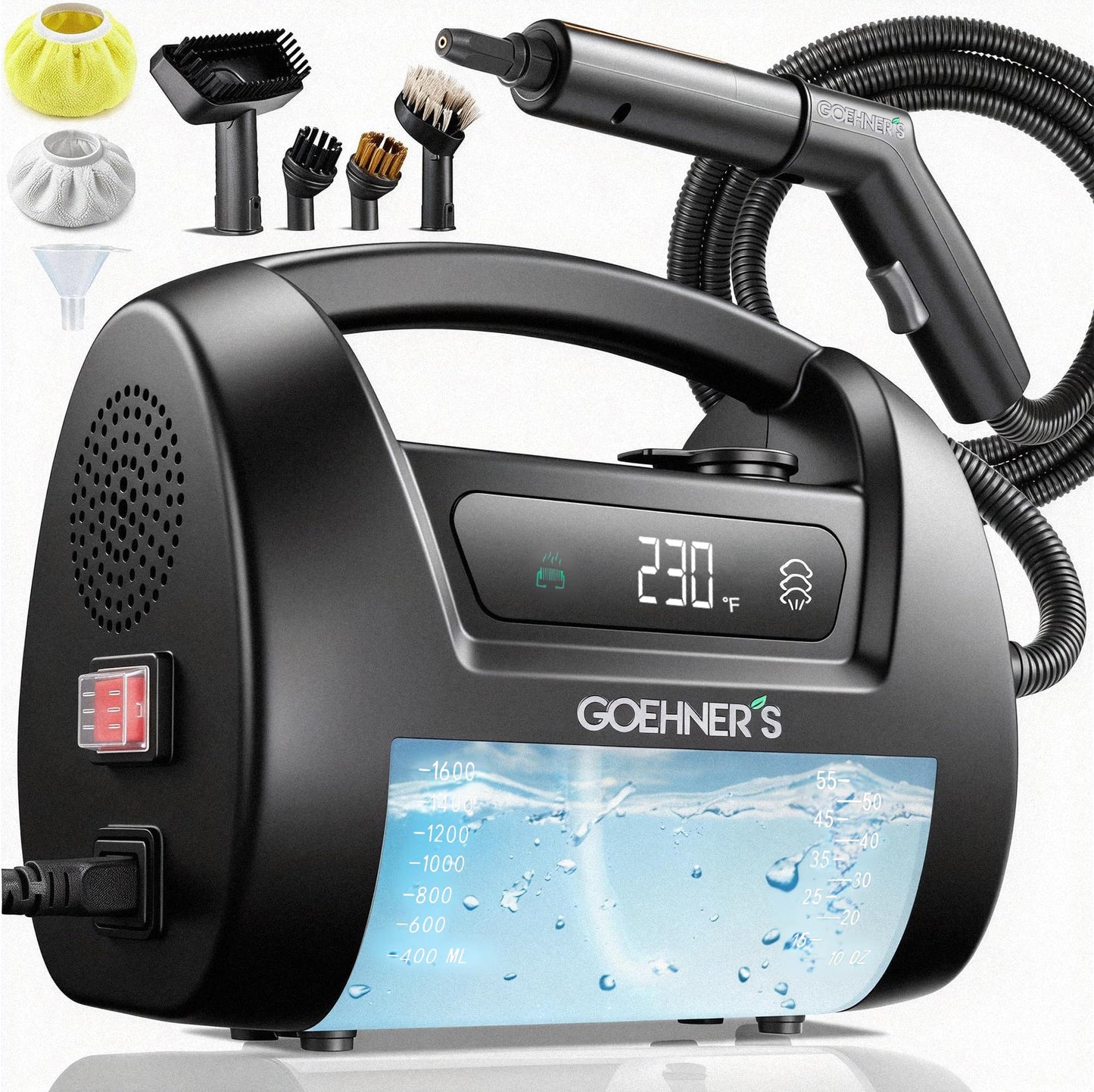 2026 Upgraded Handheld Steam Cleaner, 230°F/3.5 Bar High-Pressure Portable Hand Held Steamer for Home & Car, 30s Heat-Up, Chemical-Free Deep Cleaning for Kitchen, Bathroom, Grout & Car Detailing-Black