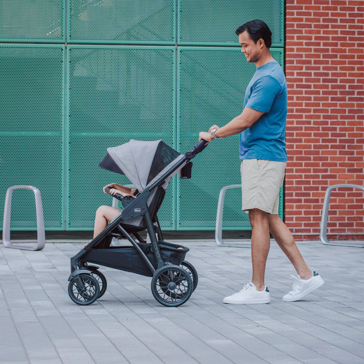 Chicco Corso LE ClearTex Modular Travel System, Corso LE Modular Stroller with KeyFit Max ClearTex Infant Car Seat and Base, Canyon/Grey