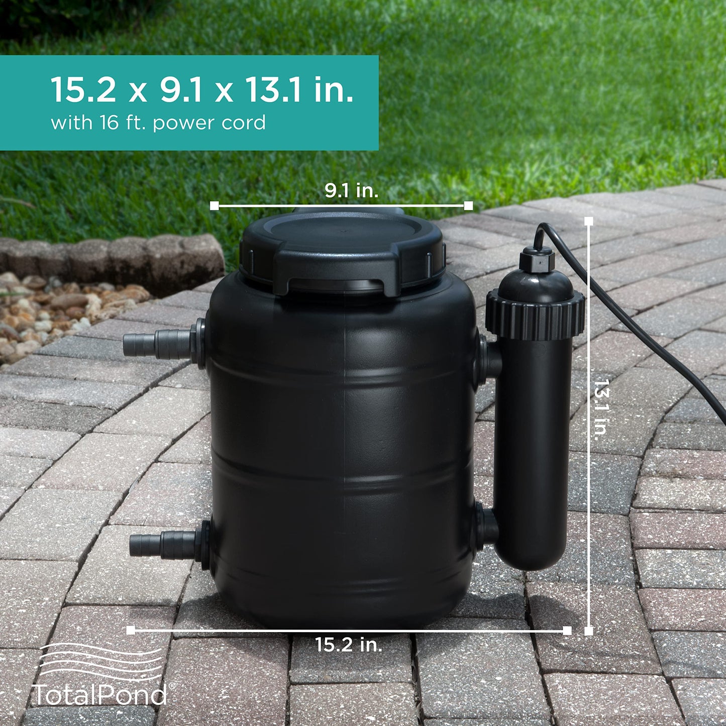 TotalPond Complete Pond Filter with UV Clarifier Black 15.16 x 9.06 x 13.11 in.