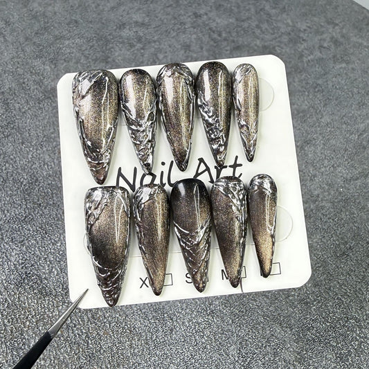 Handmade Press On Nails Short Almond White Homemade Press On Nails French Tip With 3D Design Fake Nail Art For Women M