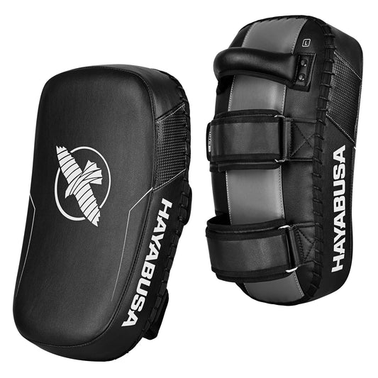 Hayabusa PTS3 Muay Thai Pads, Curved Kicking Pads with 5‑Layer Foam, Reinforced Handles & Dual Straps, Easy‑Clean Non‑Absorbent Shell