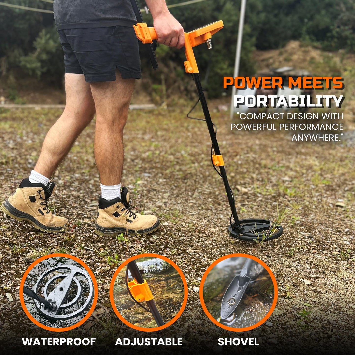 BoJa&Co Metal Detector for Adults with Pin Pointer – Waterproof Professional Gold Detector, Rechargeable Kit with 5 Modes, Headphones, Carry Bag, 4-in-1 Shovel & Pinpointer