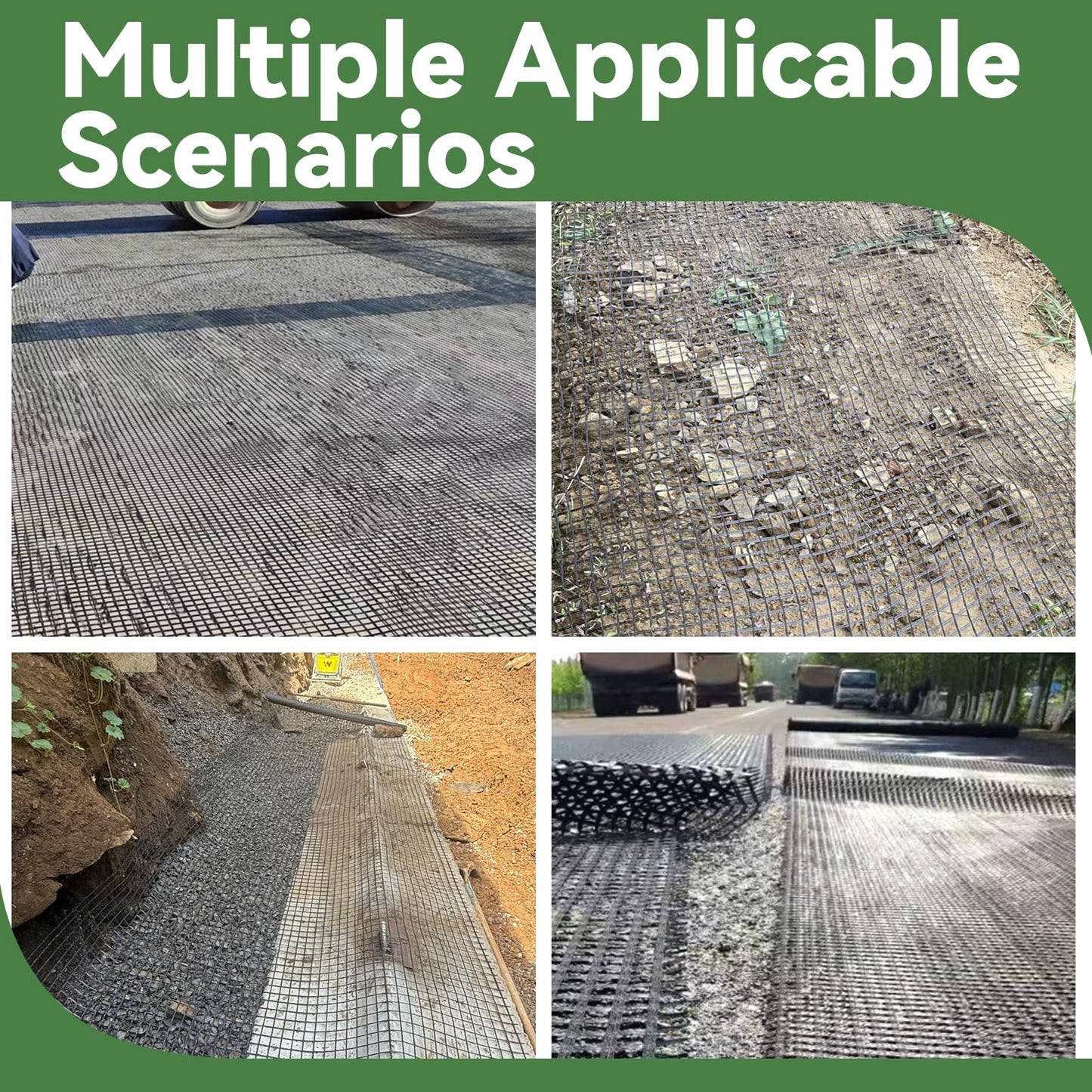 4ft x 50ft Fiberglass Geogrid for Retaining Walls, Bi-Directional 50kN Tensile Strength Geo Grid, 0.8" Mesh Soil Stabilization Fabric for Retaining Walls Up to 6 ft, Driveways & Ground Reinforcement
