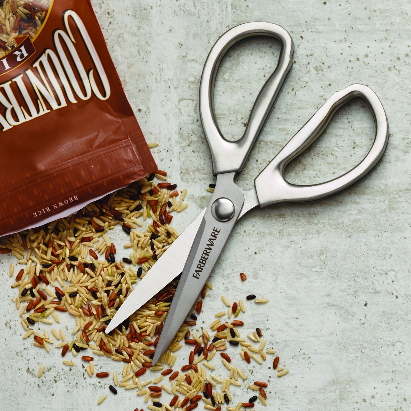 Farberware All Purpose High Carbon Stainless Steel Shears with Contoured Handles, Silver