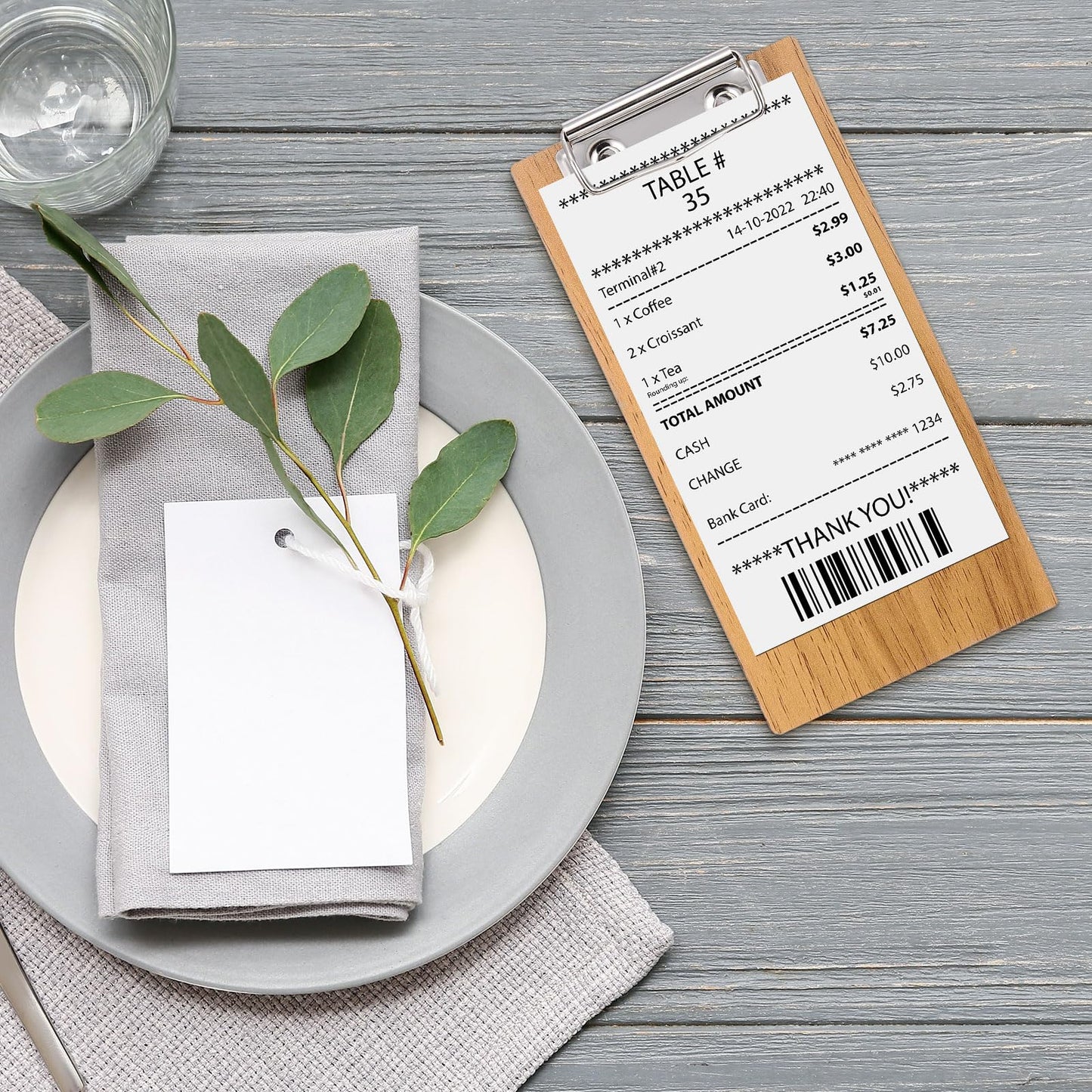 PATIKIL Check Presenters for Restaurants, 20Pcs Mini Clipboard Wood Check Holder Half Page Menu Holder for Restaurant Cafe Waitress Guest Check Server, Brown