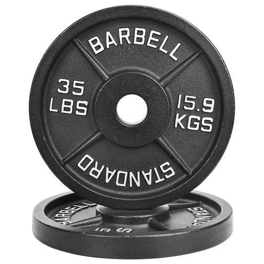 Fitvids 2 Inch Olympic Weight Plates, 2x 35 LB Plates for Home Gym Strength Training, Deep Grip Edge