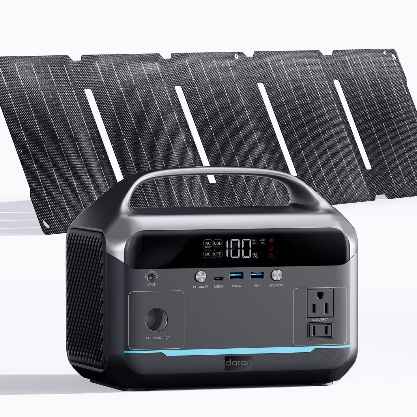Portable Power Station 350W with 40W Foldable Solar Panel, 288Wh LiFePO4 Battery Solar Generator,110V/600W Surge Backup,Outdoor Power Bank for Hurricane Emergency,RV,Camping,Laptops,Off-Grid living