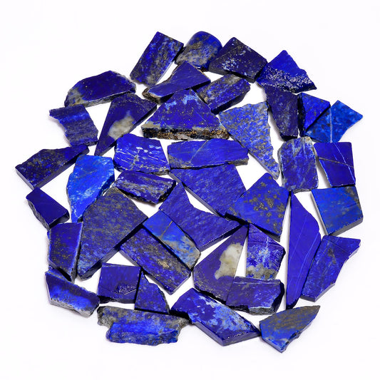 Natural Lapis Lazuli Raw Slice Gemstone- Healing Crystals for DIY Jewelry Making -Loose Natural Cabochon -Perfect for Crafting Unique Jewelry Designs (5 pcs, 25-35 mm)