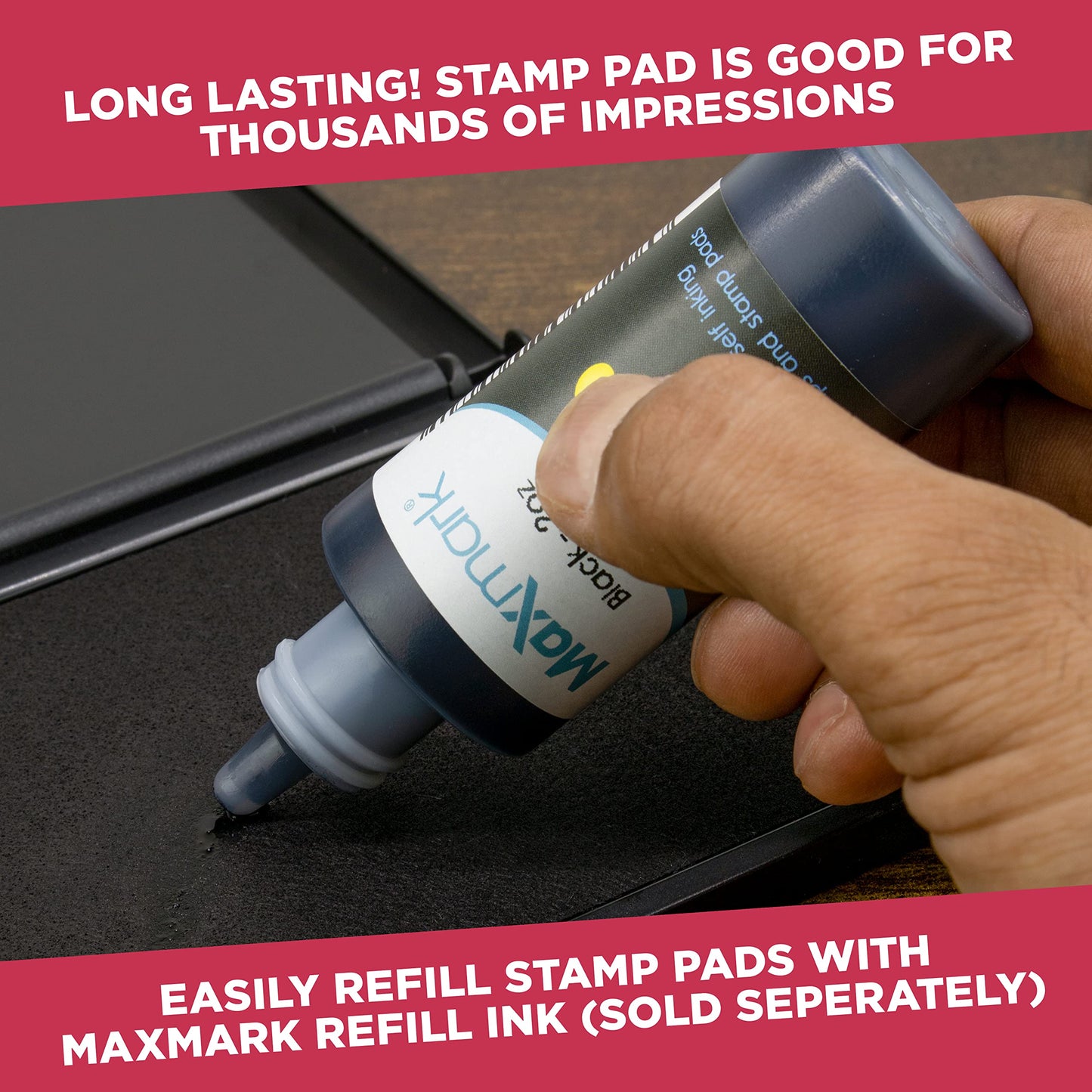 Large Premium Red Ink Stamp Pad - 3" by 6" - Quality Felt Pad