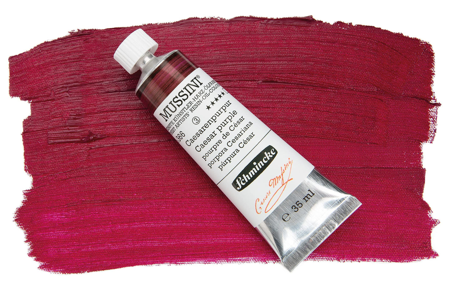 Schmincke - MUSSINI® Finest Resin Oil Colors Premium Wooden Box Oil Painting, 10 x 35 ml Set, 70 213 097, Walnut Tinted, White 150 ml