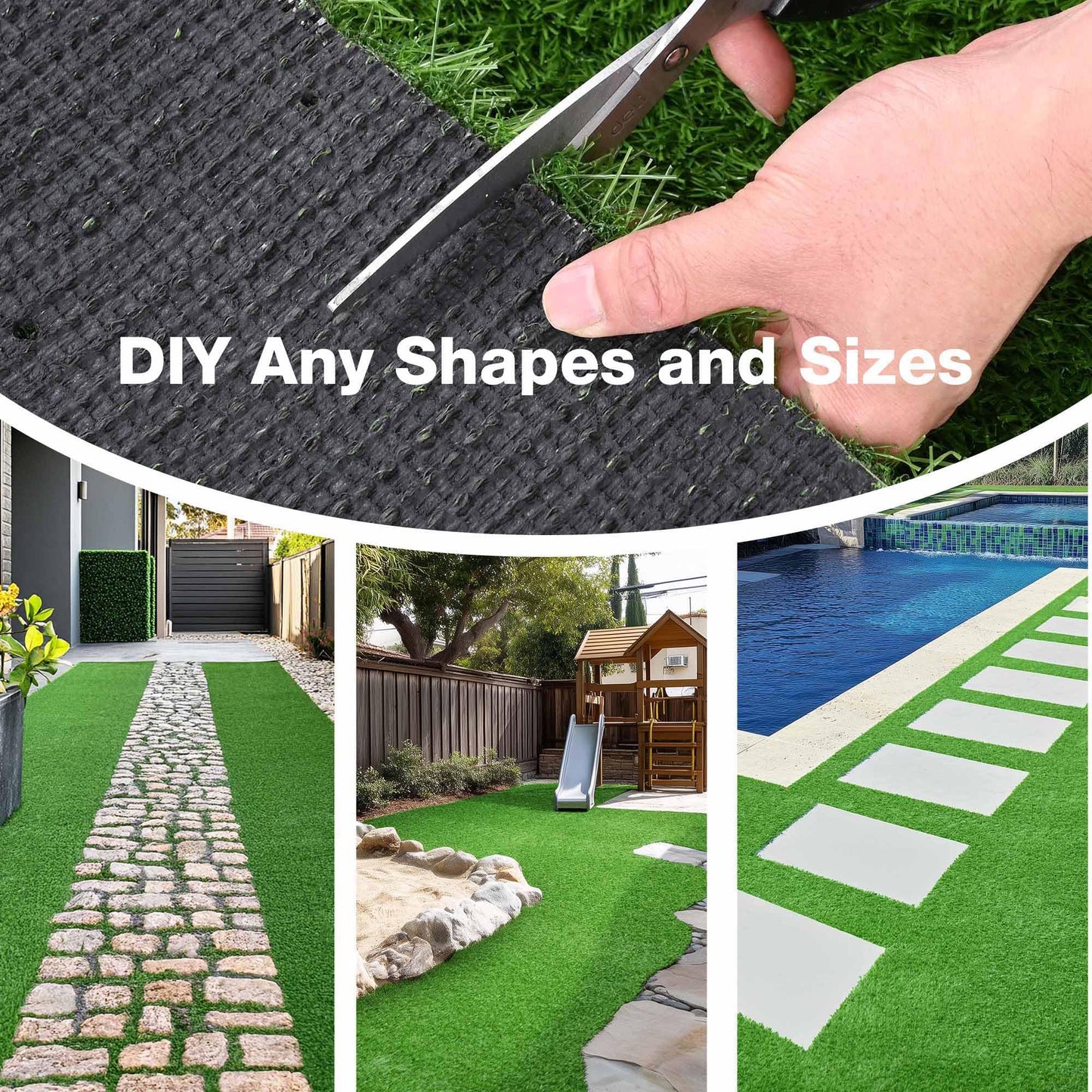 Yescom Artificial Grass Turf Synthetic Turf Fake Lawn with Drainage Holes for Pet Dog Potty Backyard Outdoor 50'x3'x4PCS(600 Sq.Ft) 1.38" Pile Height
