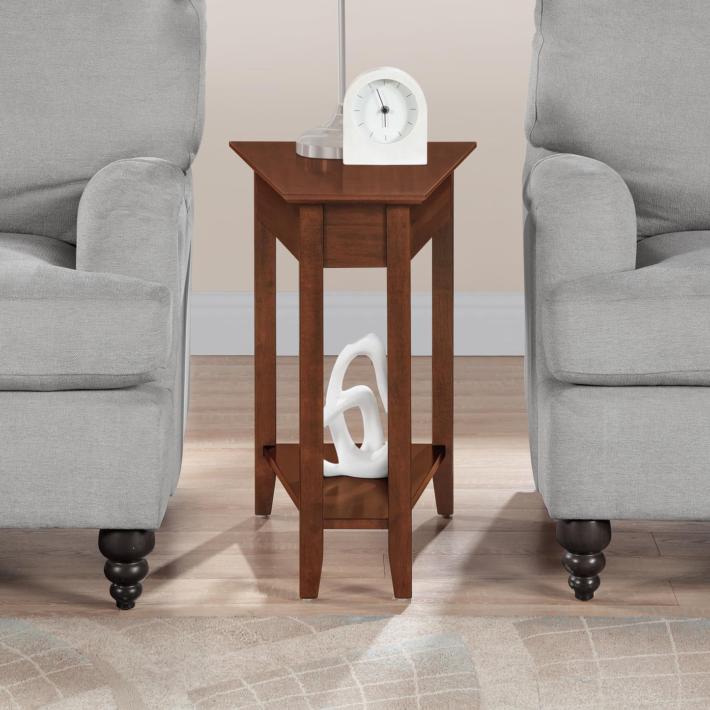 Convenience Concepts American Heritage Wedge End Table 24" - Classic Living Room Table with Storage Shelf, Side Table for Family Room, Bedside Table, Espresso