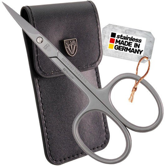 3 Swords Germany - brand quality STAINLESS STEEL INOX CURVED CUTICLE SCISSORS (1 PIECE) with case for manicure pedicure - nail care by 3 Swords - Made in Germany