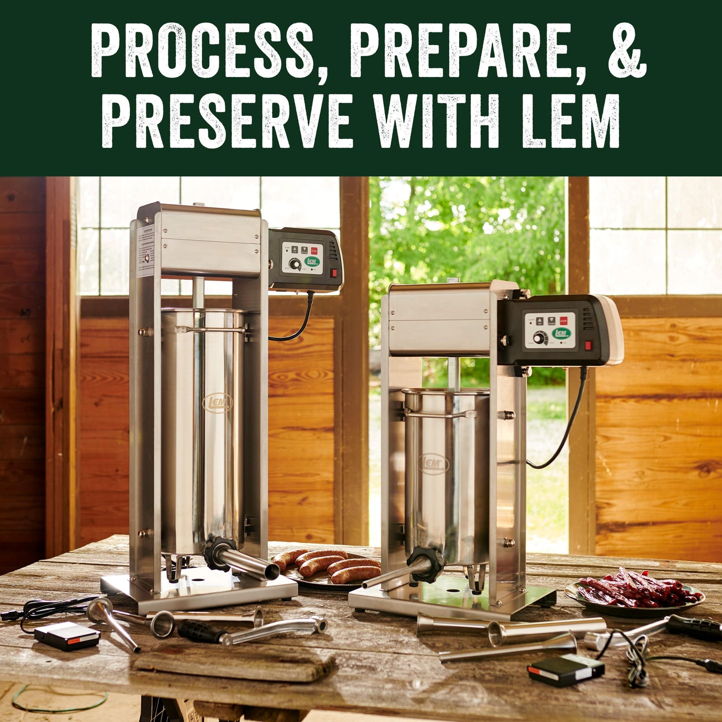 LEM Products Big Bite Motorized 30 Pound Capacity Stainless Steel Sausage Stuffer with Removable Cylinder, 0.5 HP