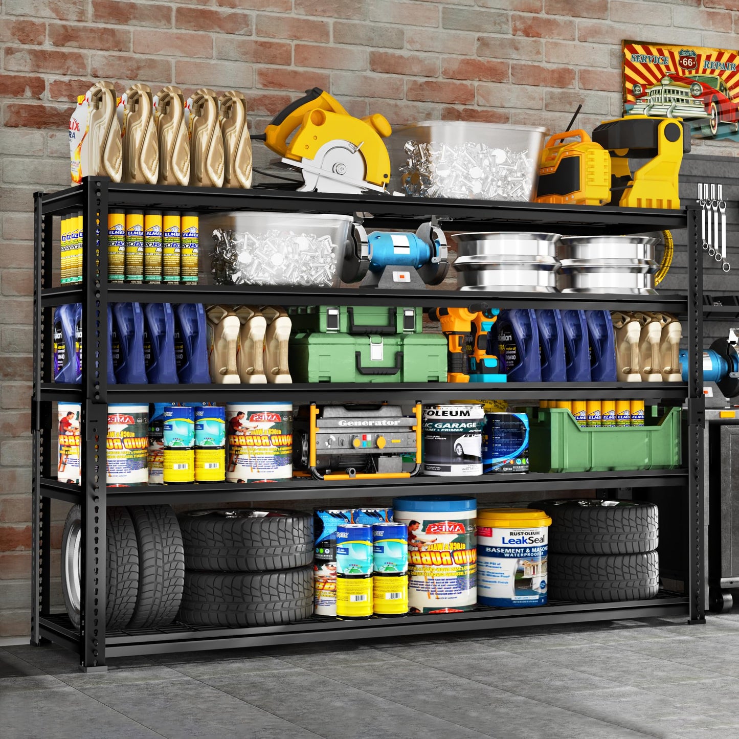 Storage Shelves Heavy Duty, 2 PCS 60" L x 24" W x 78" H Garage Wire Shelving Unit Loads 3300LBS, 5-tier Adjustable Metal Industrial Utility Shelf Rack for Kitchen, Laundry Room, Warehouse, Basement