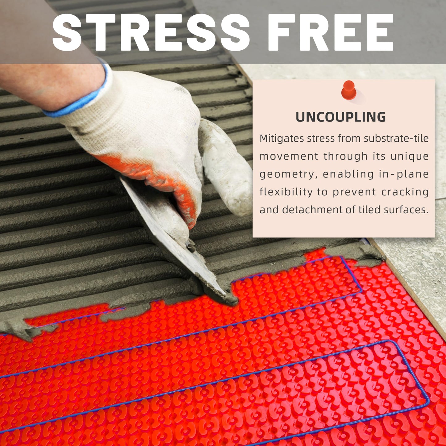 Heating Cable Uncoupling Membrane YeloDeer, Waterproofing Underlayment and Crack Prevention Membrane for Electric Floor Heating Systems 54 Sq. Ft.