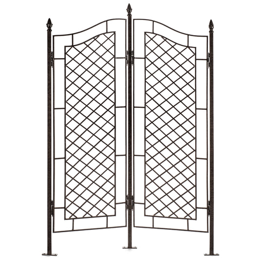 H Potter Large 2-Panel Garden Trellis 72" Installed Height, 75 lb Heavy Iron Privacy Screen, Freestanding Metal Outdoor Landscape Structure GAR573