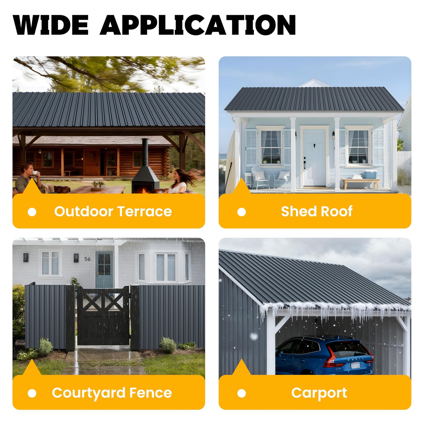 BOBIBAN 20 pcs Metal Roofing Panels - Corrugated Galvanized Roof Panels L41.34x W17.72 Inch, Waterproof Tin Roof Sheets for Garages,Sheds, Stables and Mobile Homes, Includes Screws(Grey,L41.34''-20)