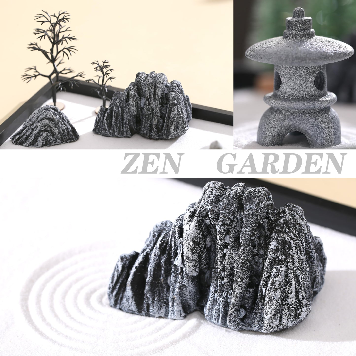 Cularve 4PCS Zen Garden Accessories – Miniature Japanese Rock Decor for Terrarium Decor, Fish Tank Decorations, Fairy Garden Decor, Desktop Bonsai, and Meditation Gifts