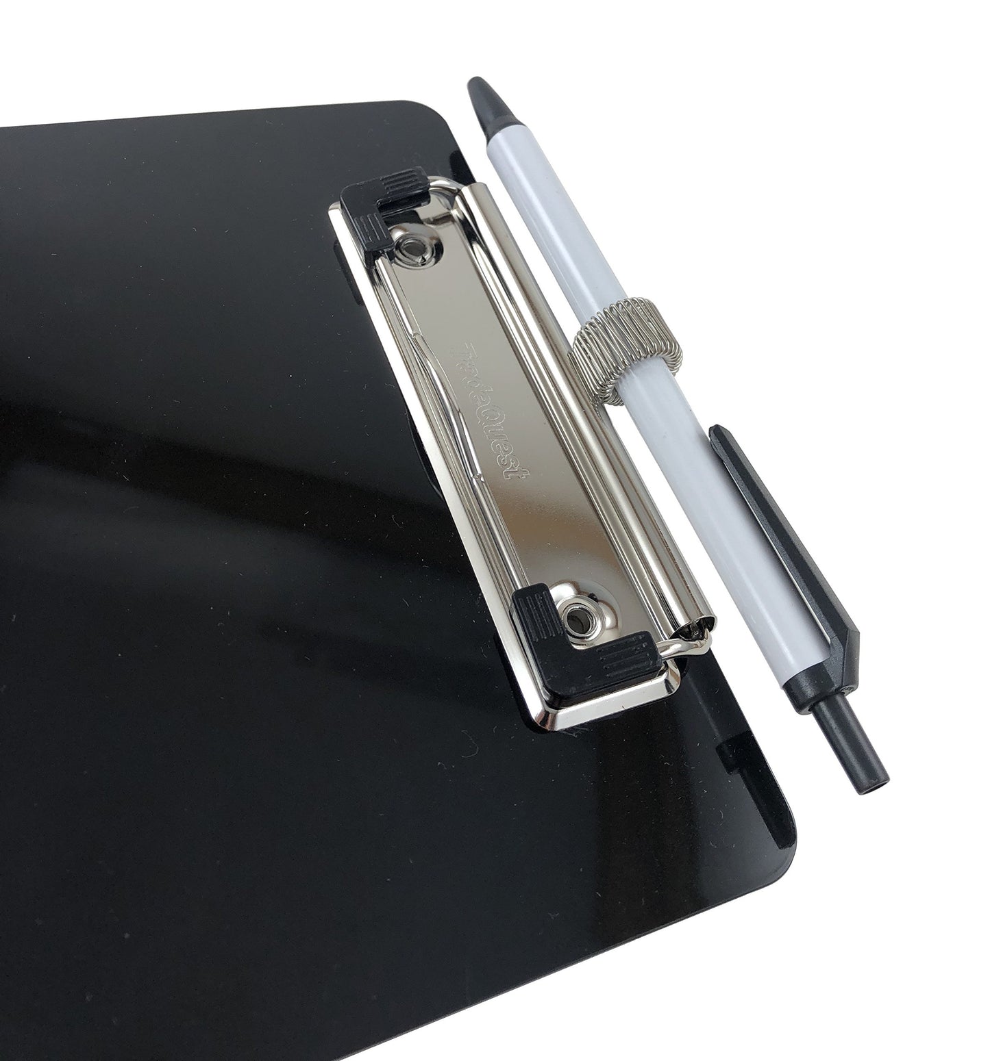 Trade Quest Small Memo Clipboard 6'' x 9'' Pen Holder Clip Plastic (Black) (Pen Included) (Pack of 6)