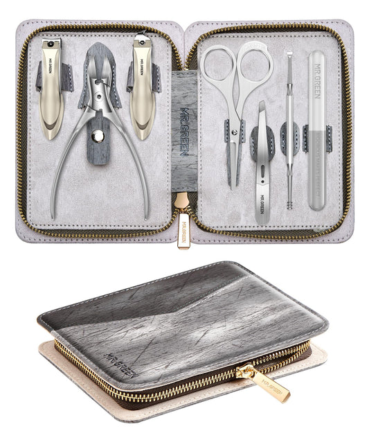 MR.GREEN Manicure Set, German Stainless Nail Clippers Set Anti Splash, Heavy Duty Fingernail& Toenail Clipper for Men& Women, Professional Personal Care Tools with Exquisite Travel Case