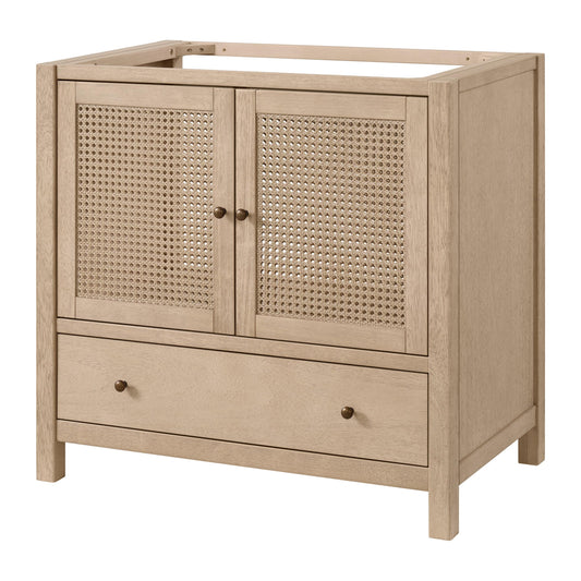 Alaterre Furniture Lucca Bathroom Vanity - Freestanding Cabinet Without Sink - 36 Inch Wood Bathroom Vanity with Large Drawer and Soft-Close Doors - Under Sink Cabinet Only (Natural)