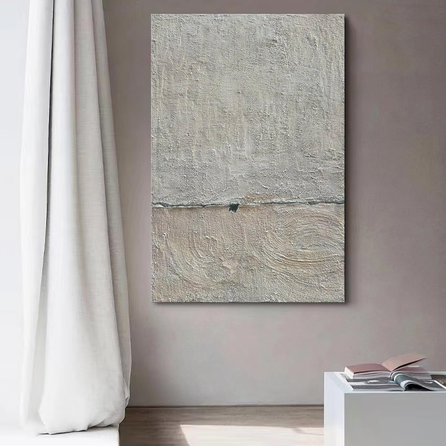 NANKAI Hand Painted Minimalist Black and White Art Canvas Abstract Oil Painting 36x24 inch Wall Decorative Art