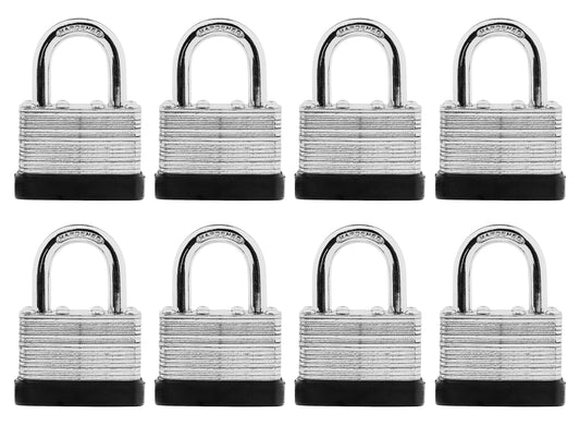 SafiSwords 8-Pack Keyed Alike Laminated Steel Padlocks Keys, 1-3/4" Wide, Heavy Duty Pad Lock Set with Same Keys