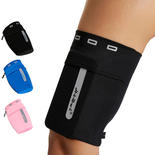 HiRui Running Armband Sleeve Universal Sports Armband Cell Phone Holder Armband for Exercise Workout, Compatible with iPhone 17/16/15/14/Plus/Pro Samsung Galaxy All Phones (M, Black)