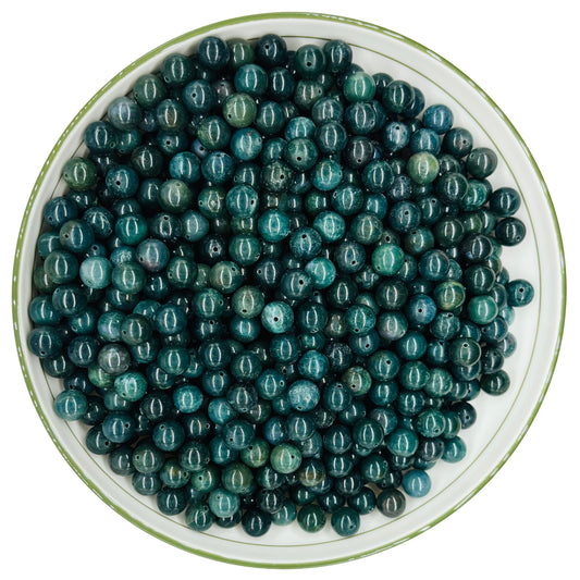 WHNKFB 10mm 50PCS Natural Moss Agate Round Beads, Dendritic Green Loose Stone Beads for Jewelry Making Craft - 4mm 6mm 8mm 10mm Options with Free Elastic Cord