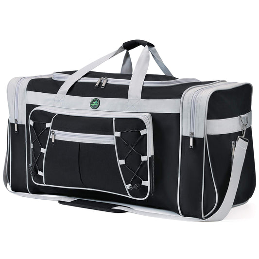 Travel Duffle Bags for Men 26" Black Weekender Over Night Carry On Bag, Lightweight Extra Large Oxford Duffel Gym Sturdy Luggage Water-proof foldable Holdall