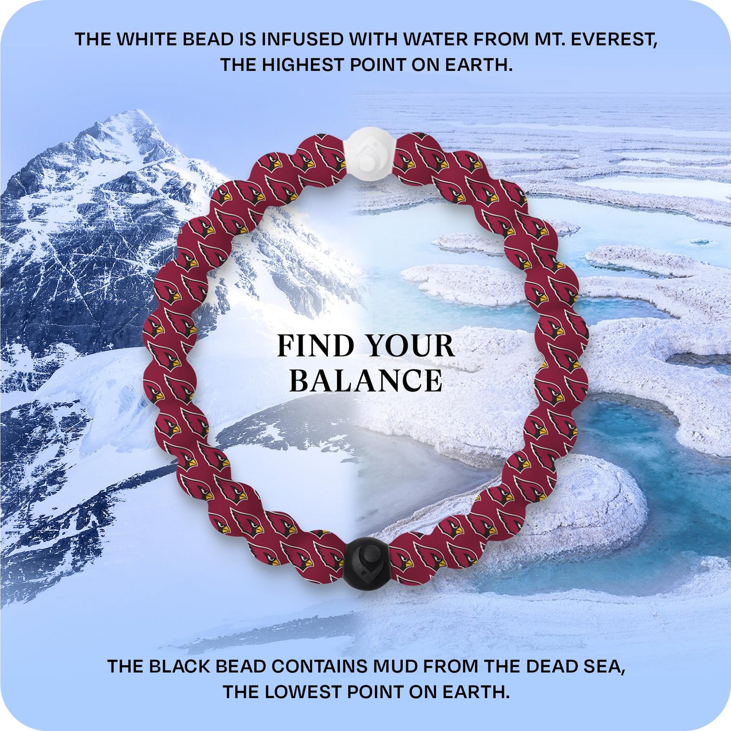 Lokai Silicone Beaded Bracelet for Men & Women, NFL Football Collection - Arizona Cardinals, Medium - Silicone Jewelry Fashion Bracelet Slides-On for Comfortable Fit
