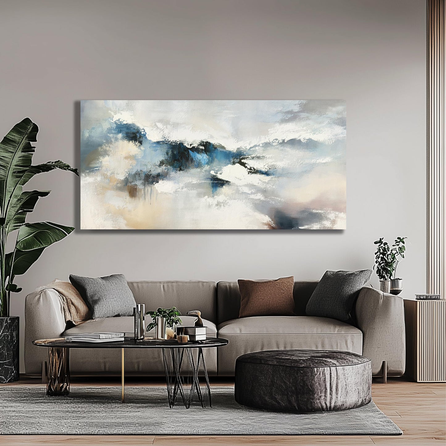 Yuaxker Large Abstract Wall Art Aesthetic Wall Decor Blue and White Artwork Wall Hanging Canvas Painting for Living Room Bedroom Dining Room Office Home Decor 30x60 Inch