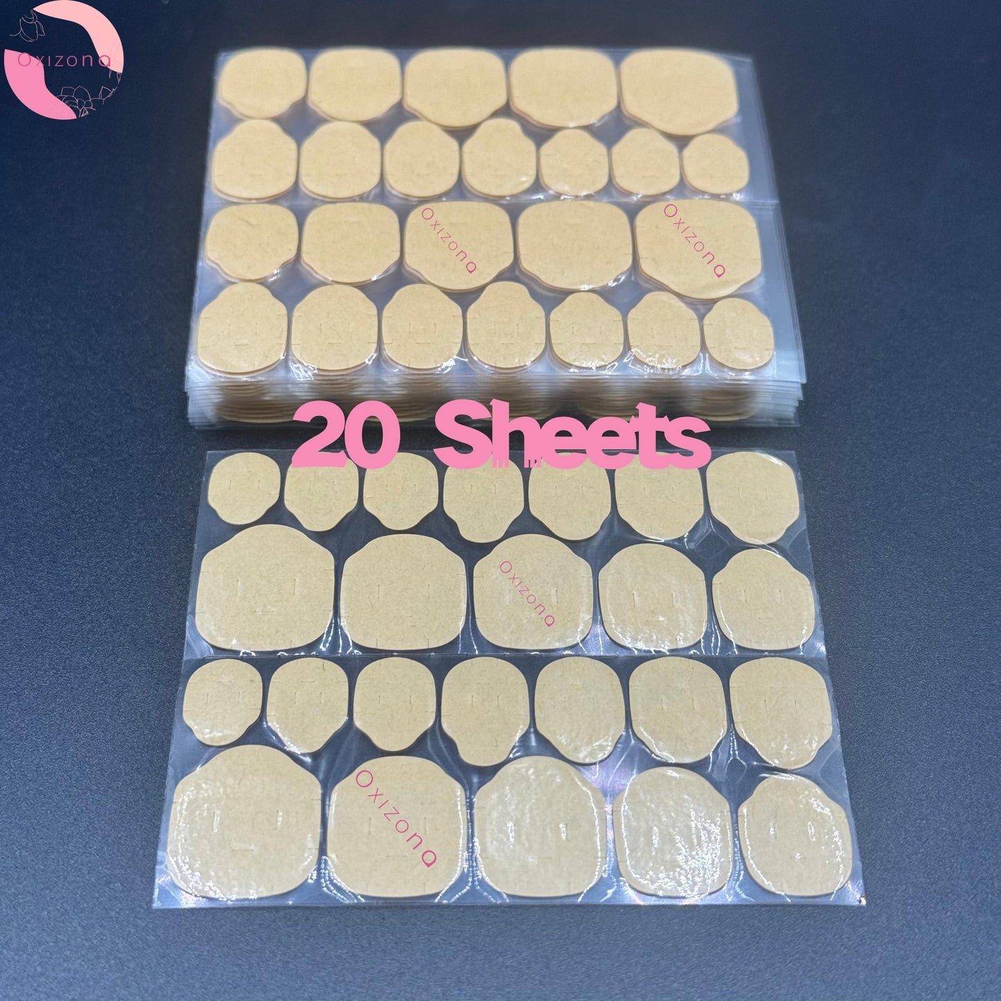 OXIZONA Nail Adhesive Tabs Strong Nail Glue Stickers for Press Ons Waterproof Breathable Jelly Double Sided Adhesive Tabs 20 Sheets(480pcs)