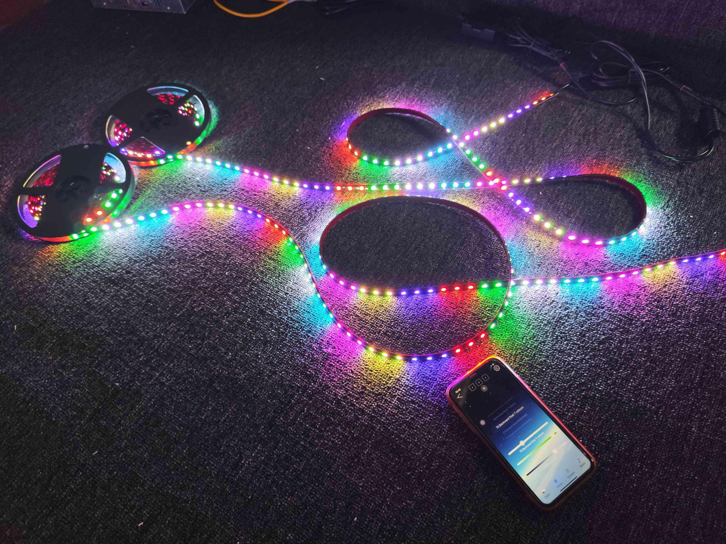 Tinted Black Out PCB Smoke LEDs 16PCS 6.5FT Single Row RGB Dream Color Chasing Flow Series Light Strips for Polaris Slingshot Off-Road Motorcycle Bike Golf Cart APP + Remote
