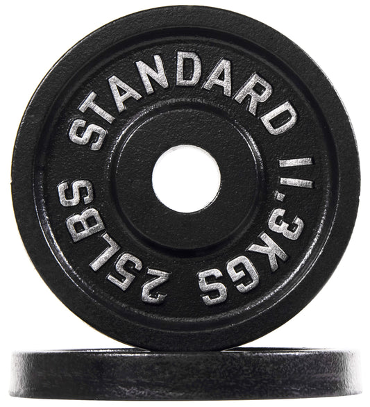 Fitvids Olympic 2-Inch Cast Iron Plate Weight Plate for Strength Training and Weightlifting, Vintage Style, Alloy Steel,25LB Pair
