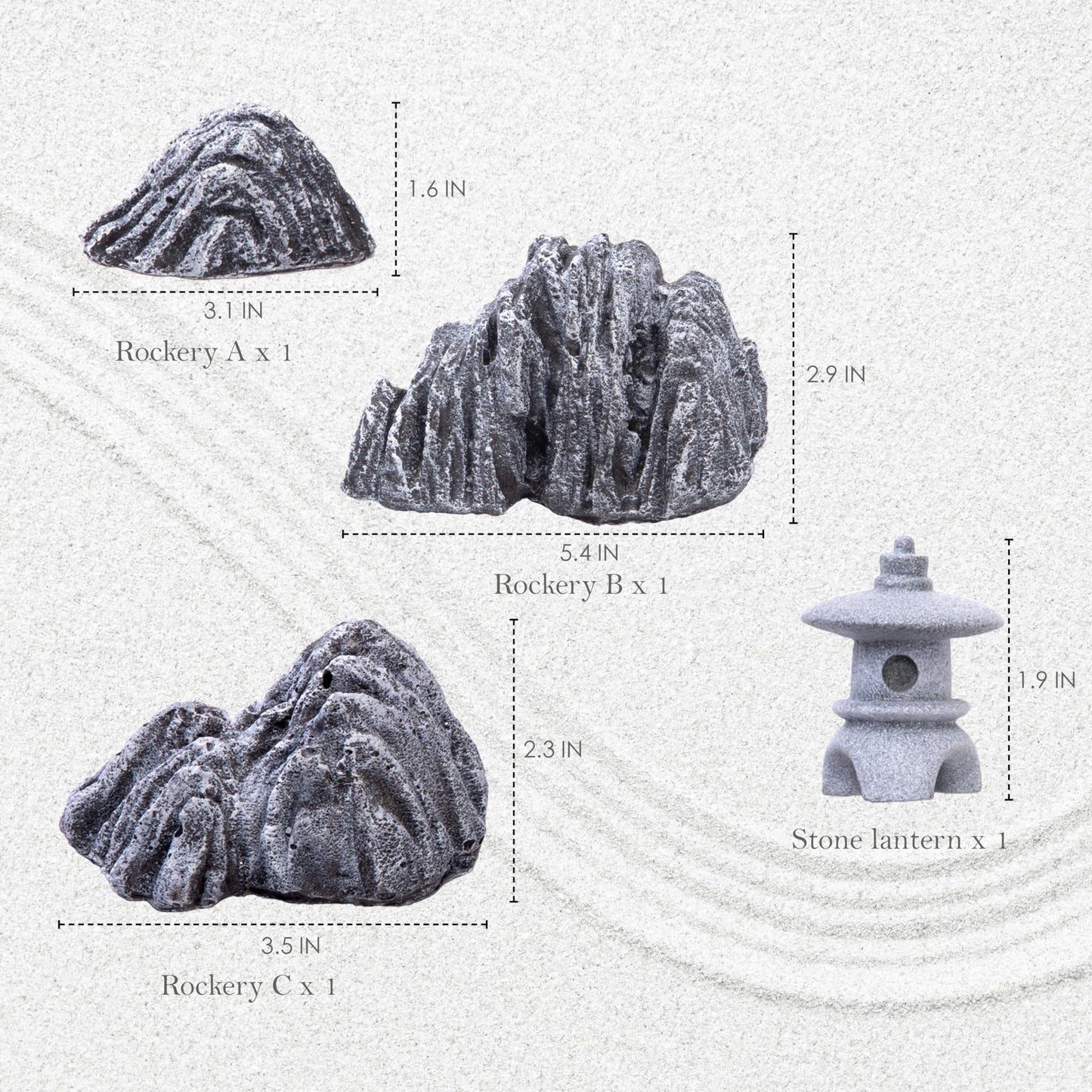 Cularve 4PCS Zen Garden Accessories – Miniature Japanese Rock Decor for Terrarium Decor, Fish Tank Decorations, Fairy Garden Decor, Desktop Bonsai, and Meditation Gifts