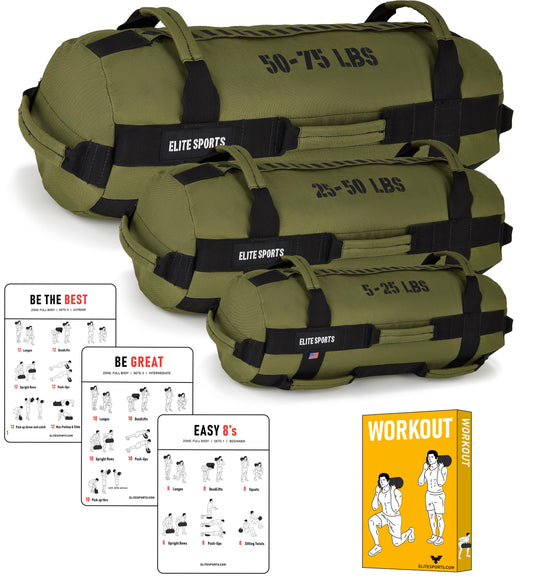 Elite Sports Workout Sandbag for Versatile, Intensive Core Muscles Fitness, Strength Training with Strategic Handle Placement (Unfilled)