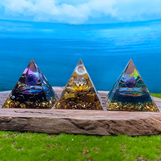 Healing Crystals Orgone Pyramid for Positive Energy, Stress Reduction, and Attracting Wealth and Luck Reduce Stress and Promote Healing with this Crystal Pyramid Home Decor (NO20,6cm)