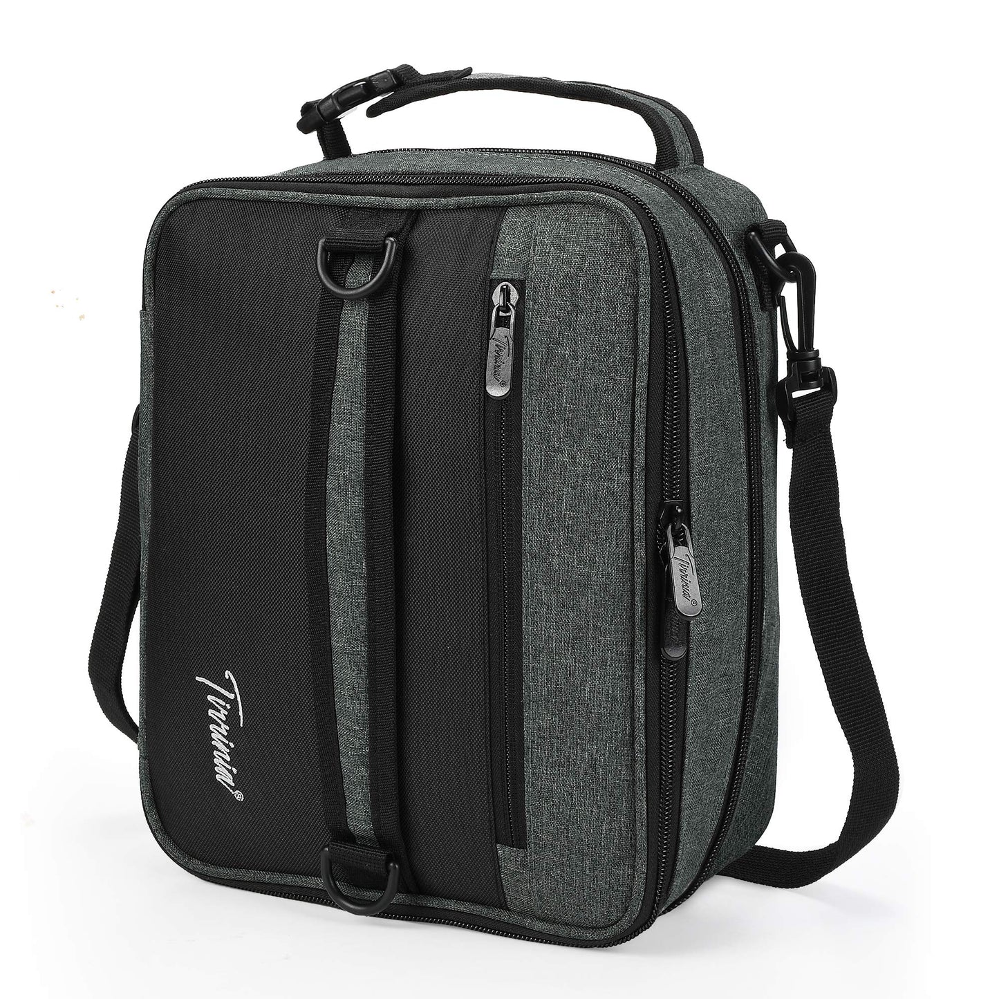 Tirrinia Expandable Insulated Lunch Bag for Men Women – Leakproof Reusable Cooler LunchBox for Kids & Adults with Shoulder Strap, Perfect for Work, School, Office, Travel,Charcoal