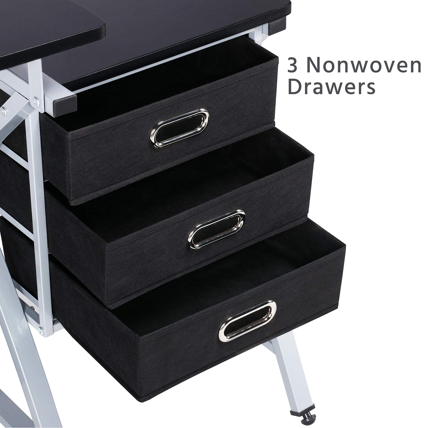 Yaheetech Drafting Desk, Drawing Table for Artists/Adults, Art Desk w/Stool and 3 Slide Drawers, Painting Studio Design Work Station, Adjustable Tabletop, Modern, 50.5 x 24 x 45 inch