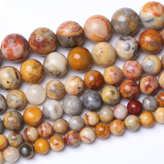 45PCS 8MM Natural Crazy Lace Agate Beads Round Loose Stone Beads for Jewelry Making DIY Energy Stone Healing Power Bracelet 15"…