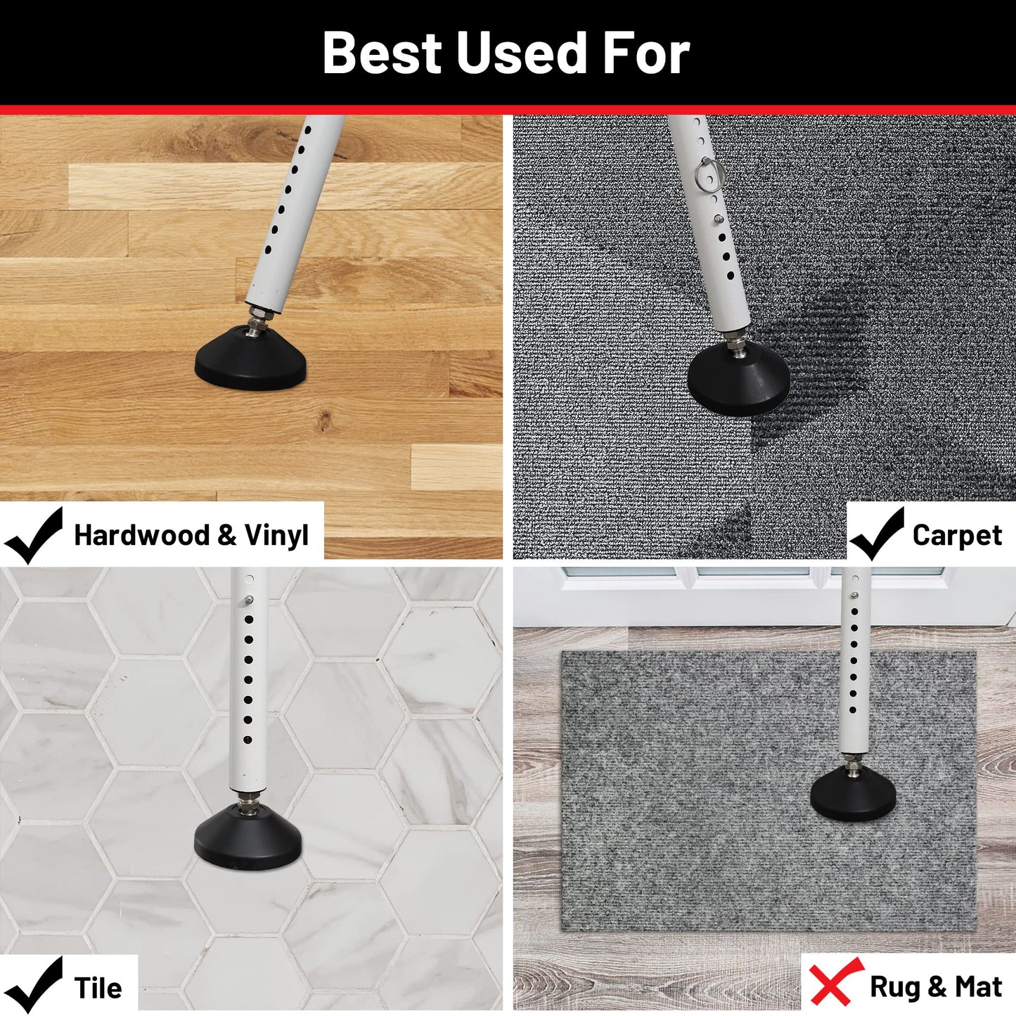Door Stoppers Security Bar 2 Pack - Heavy Duty Door Jammer - Adjustable Sliding Door Lock Bar - Door Barricade Security Bars for Window, Front Door, Patio Door, Apartment, Home, Hotel Room