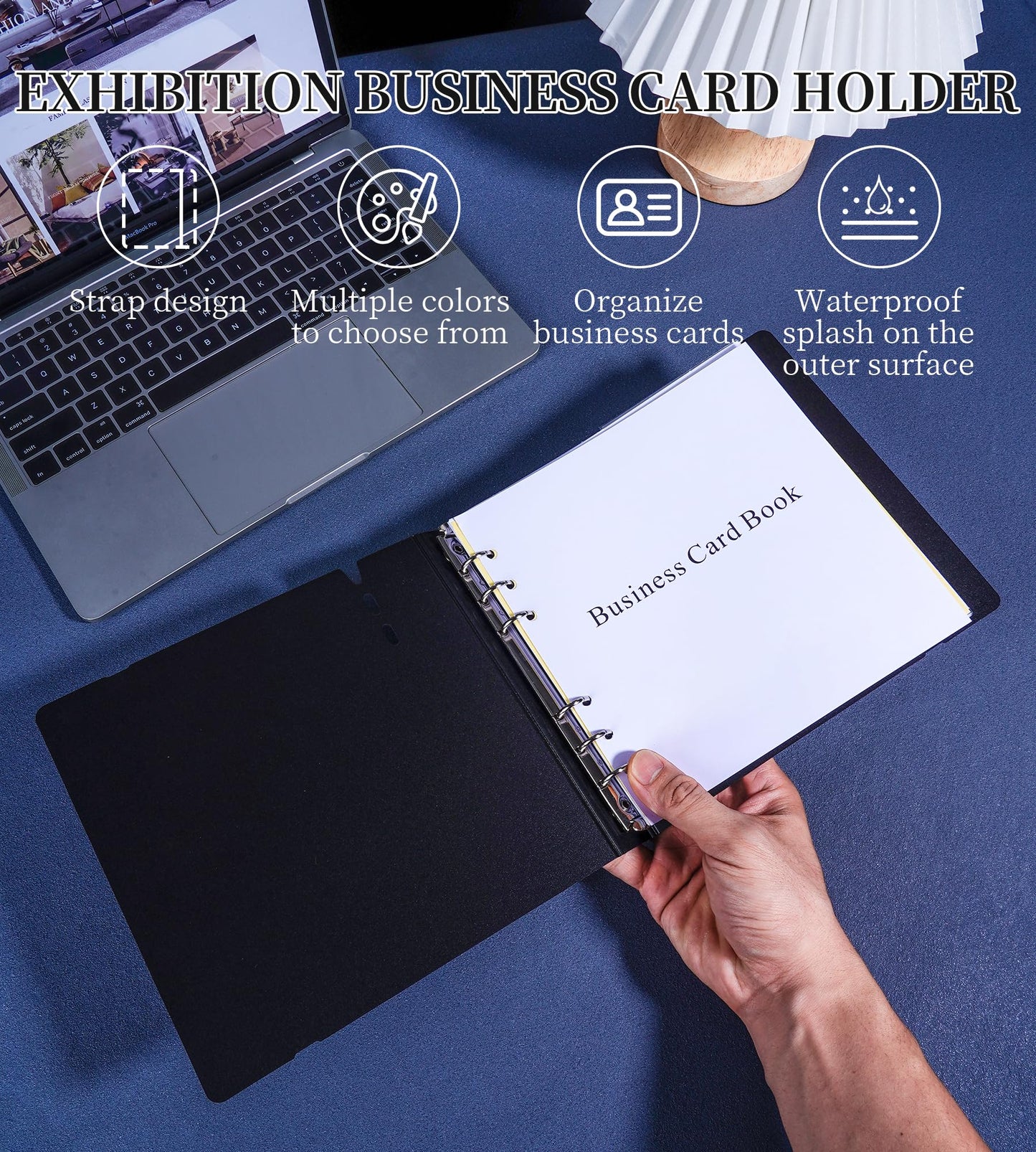 XMLINPER Business Card Holder Organizer, Can be Noted as a Business Card Book Binder Management Book with 168 Card Slots (Royal blue)