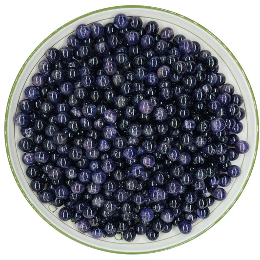 WHNKFB 8mm 50PCS Natural Amethyst Round Beads, Smooth Polished Loose Purple Crystal Beads for Jewelry Making Craft - 4mm 6mm 8mm 10mm Options with Free Elastic Cord