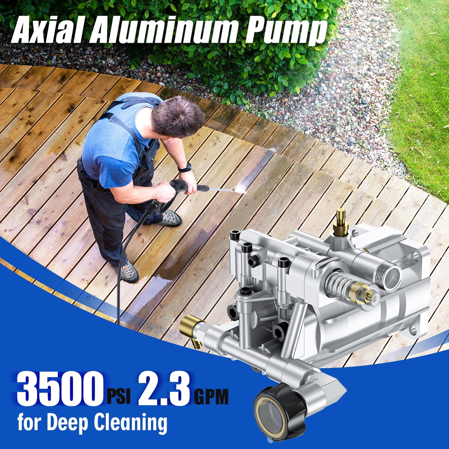 Gas Pressure Washer, 3500 PSI and 2.3 GPM High Pressure Cleaning Machine with 4 Quick Connect Nozzles & Foam Cannon, Portable Pressure Washer for Cars, Fences, Driveways, Patios, Home Cleaning