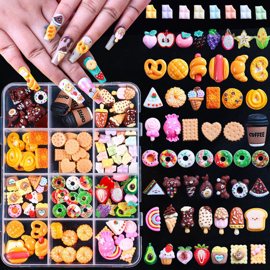 3D Mix Assorted Color Nail Charms Acrylic Multi Cute Nail Art Charms Hollow Candy Jewelry Nail Supplies for Nail Art Design DIY Crafts Accessories (-17)