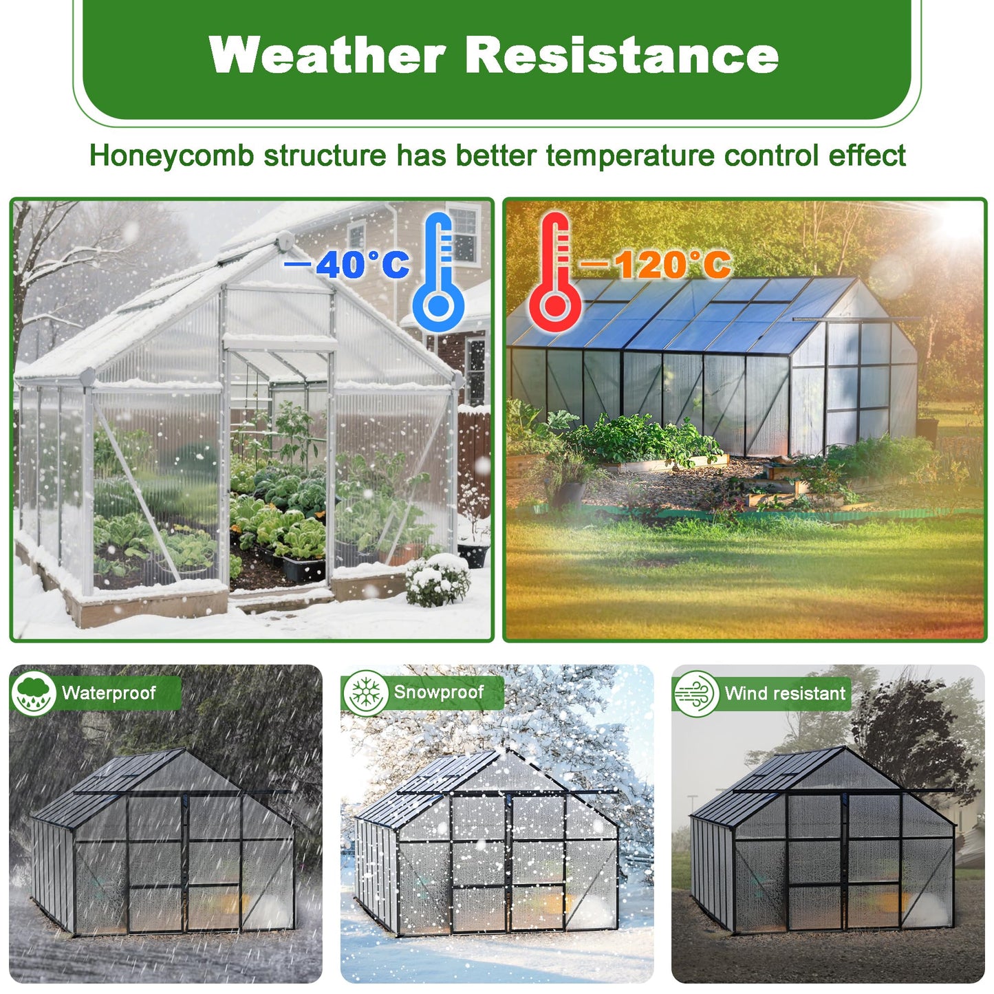 Quibbay 6PCS Polycarbonate Greenhouse Panels Sheets, 6' x 2' x 0.32'' Three-Layer Honeycomb Panels, UV Protected Corrugated Plastic Roof Panels, Clear Replacement Panels for Greenhouse Covering