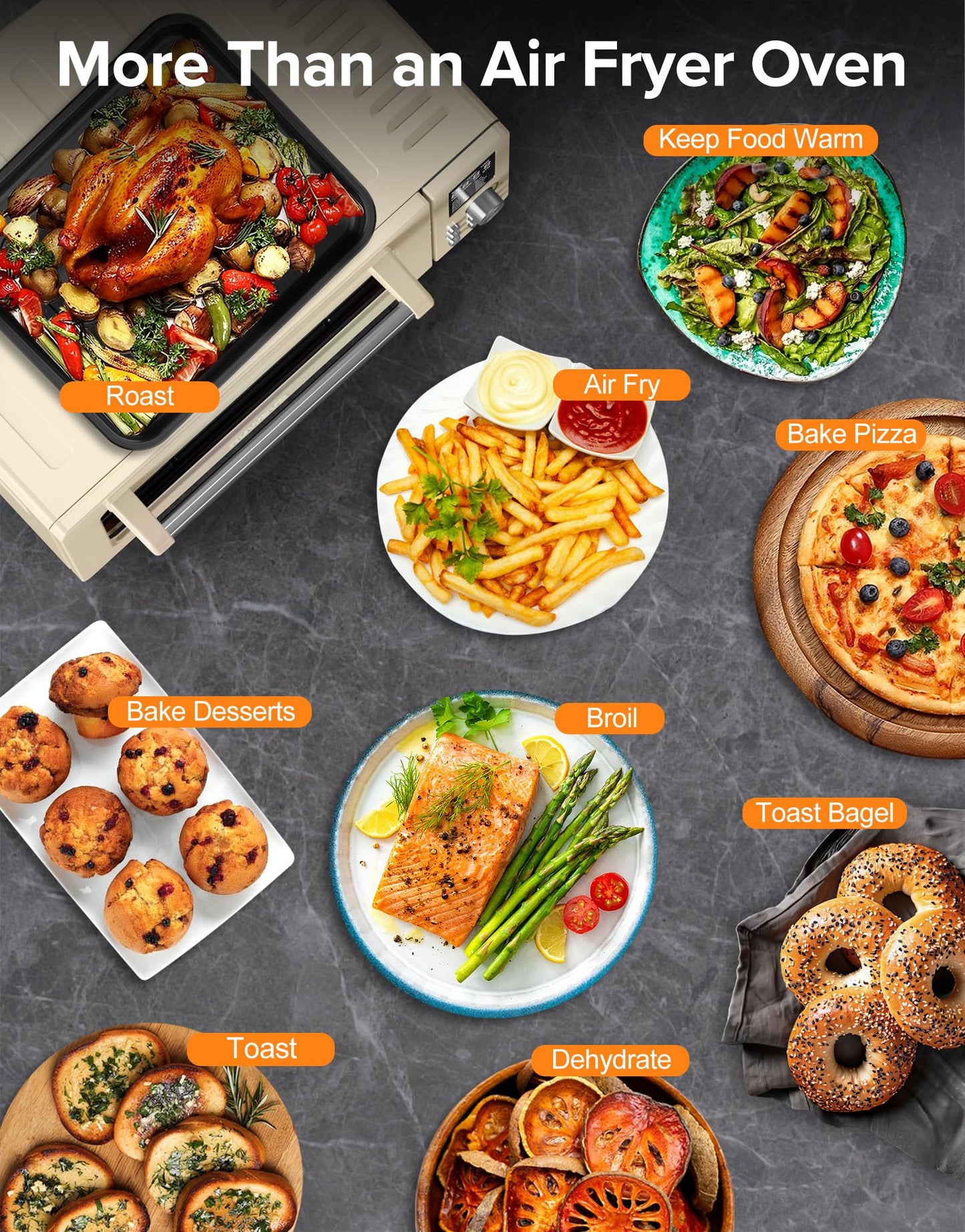 Nuwave Bravo Pro Smart Air Fryer Toaster Oven Combo, Airfryer Convection Oven Countertop, 10-in-1 Functions with Quicker & Even Crisp Technology, 1800W, 50-450°F, PFAS-Free, 21QT, Vanilla Cream